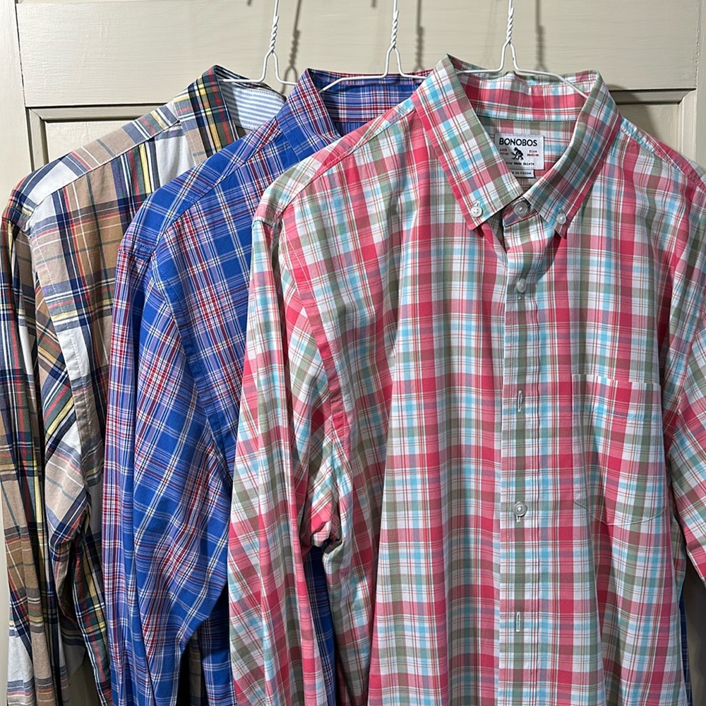 Bundle: Three Men’s Plaid Long Sleeve Shirts from Bonobos — Sz M